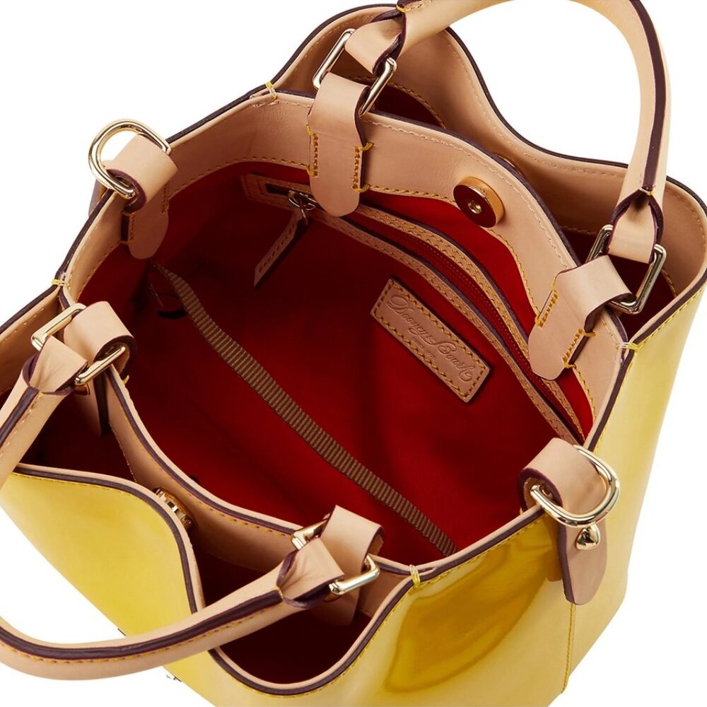 Dooney & Bourke Mini Barlow Tote With Crossbody Strap Patent Leather Yellow‎ NEW - Picture 3 of 10